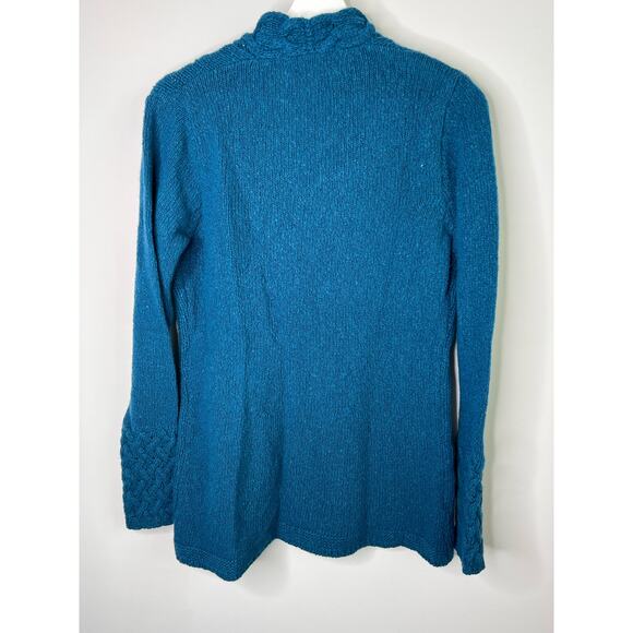 Aran Sweater Market Wool Cashmere Cable V-Neck Pullover Teal Harbour Women's XL - Picture 4 of 8